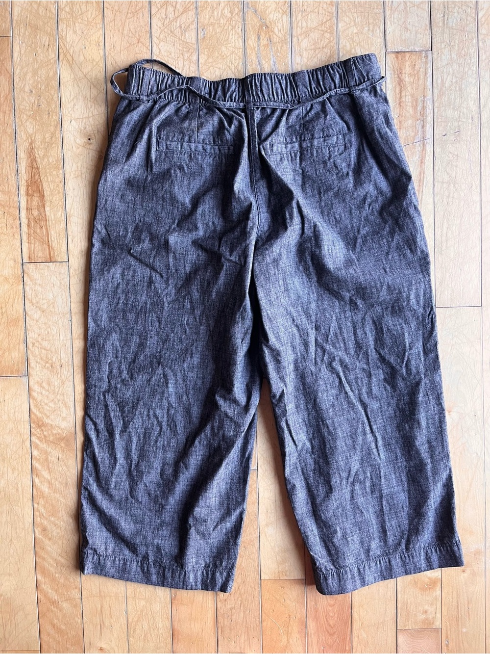 Reitmans Relaxed Charcoal Cotton‑Blend Cropped Wide-Leg Drawstring Pants Size 16 - Picture 5 of 8